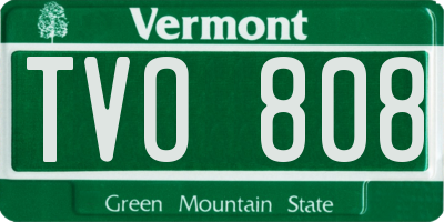 VT license plate TVO808