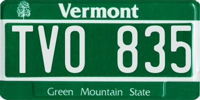 VT license plate TVO835