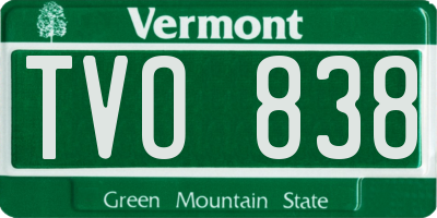 VT license plate TVO838