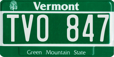 VT license plate TVO847