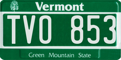 VT license plate TVO853