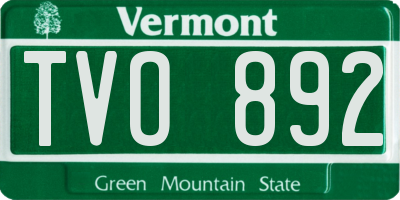 VT license plate TVO892