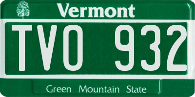 VT license plate TVO932