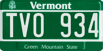 VT license plate TVO934