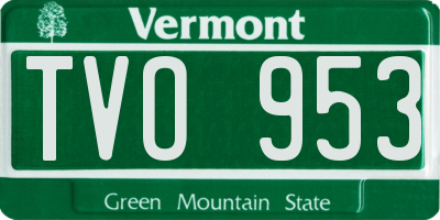 VT license plate TVO953