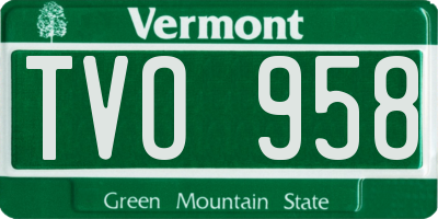 VT license plate TVO958