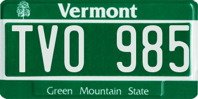 VT license plate TVO985
