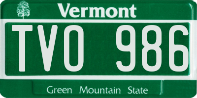 VT license plate TVO986