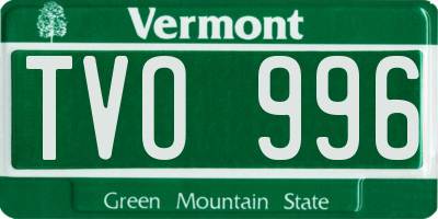 VT license plate TVO996