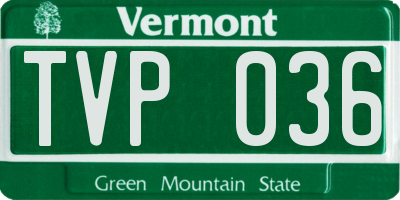 VT license plate TVP036