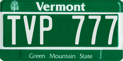 VT license plate TVP777