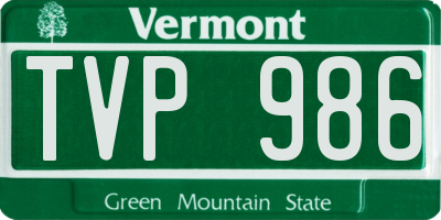 VT license plate TVP986