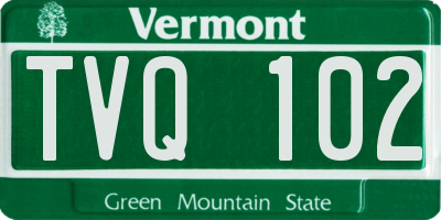 VT license plate TVQ102