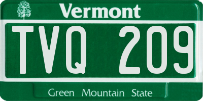 VT license plate TVQ209