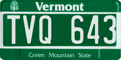 VT license plate TVQ643