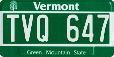 VT license plate TVQ647