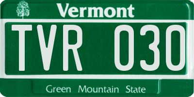 VT license plate TVR030