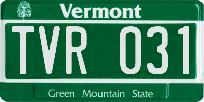 VT license plate TVR031