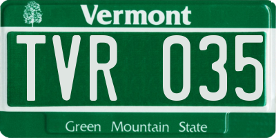 VT license plate TVR035