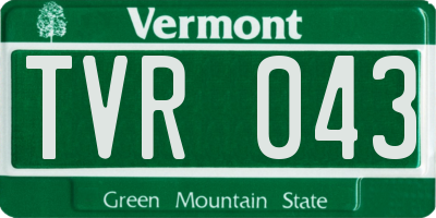 VT license plate TVR043