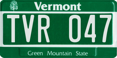 VT license plate TVR047