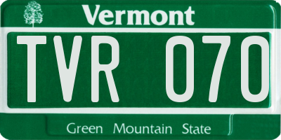 VT license plate TVR070