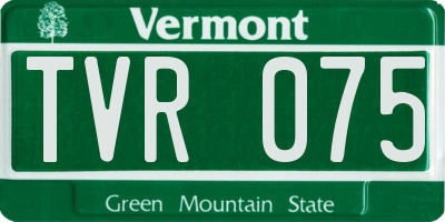 VT license plate TVR075