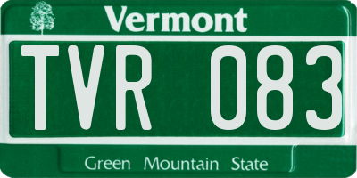 VT license plate TVR083