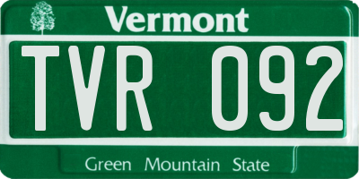 VT license plate TVR092