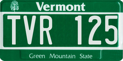 VT license plate TVR125