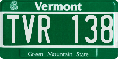 VT license plate TVR138
