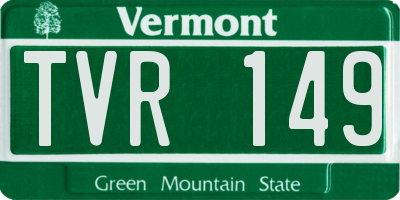 VT license plate TVR149