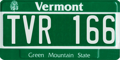 VT license plate TVR166