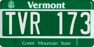 VT license plate TVR173