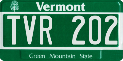 VT license plate TVR202