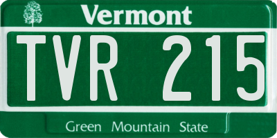 VT license plate TVR215