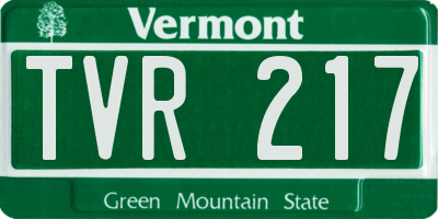 VT license plate TVR217