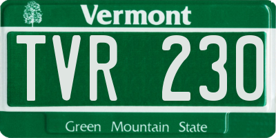 VT license plate TVR230