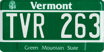 VT license plate TVR263