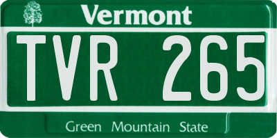 VT license plate TVR265