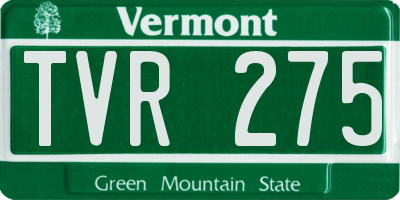 VT license plate TVR275