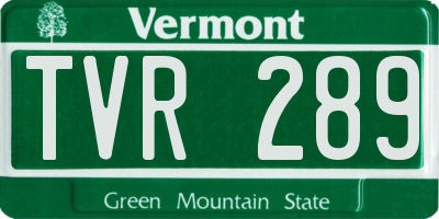 VT license plate TVR289