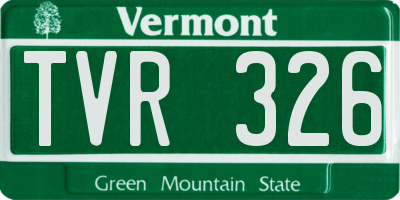 VT license plate TVR326