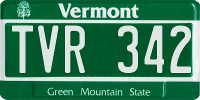 VT license plate TVR342