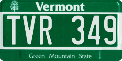 VT license plate TVR349