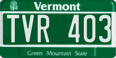 VT license plate TVR403