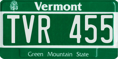 VT license plate TVR455