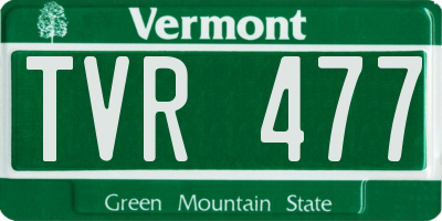 VT license plate TVR477
