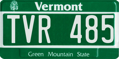 VT license plate TVR485