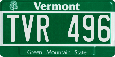 VT license plate TVR496